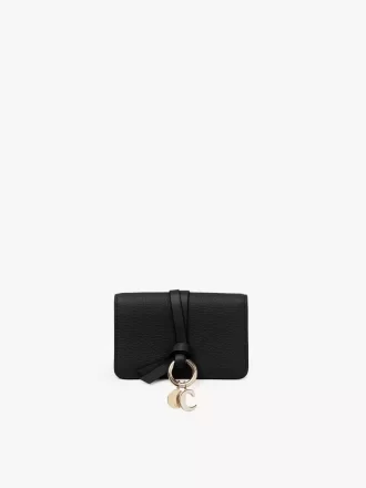 Alphabet card holder in grained leather