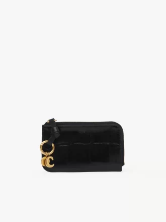 Alphabet wallet in croco-effect leather