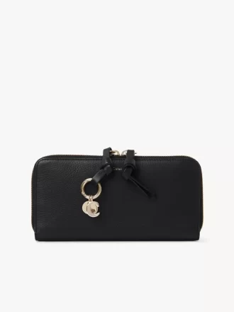 Alphabet zipped long wallet in grained leather