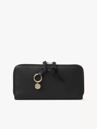 Alphabet zipped long wallet in grained leather