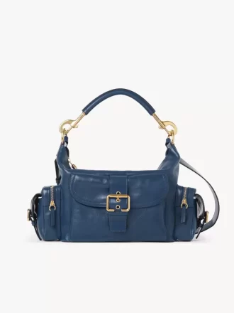 Camera bag in shiny leather