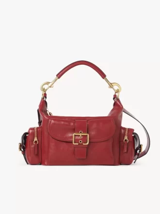 Camera bag in shiny leather