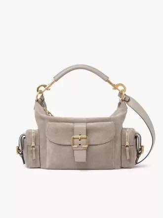 Camera bag in suede leather