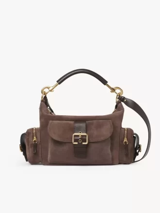 Camera bag in suede leather
