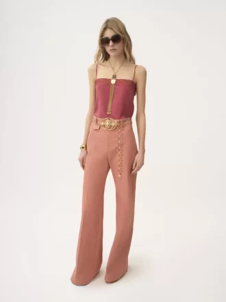 Camisole top in crêpe de chine & lace