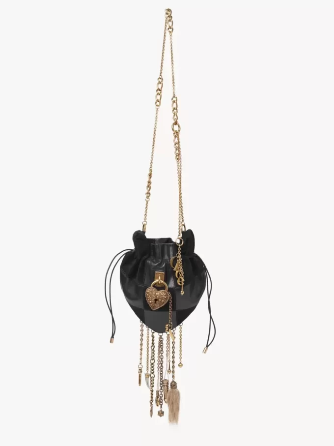 Château Treasures crossbody bag in grained & suede leather