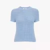 Crew-neck logo top in cotton crochet knit