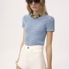 Crew-neck logo top in cotton crochet knit