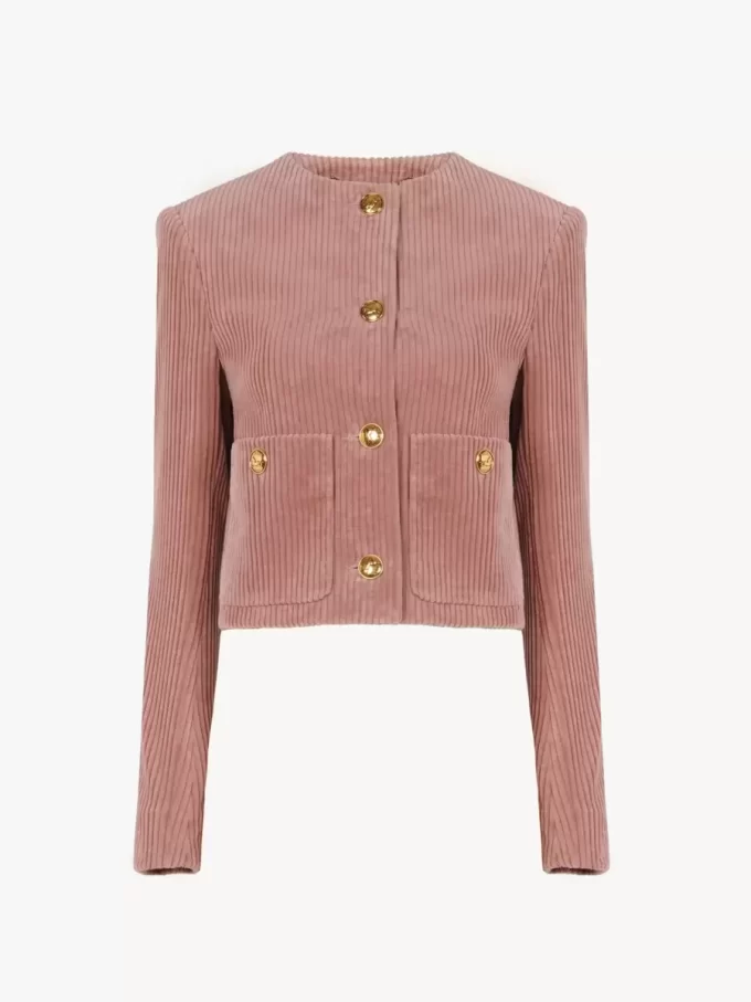 Cropped boxy jacket in velvet
