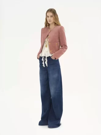 Cropped boxy jacket in velvet