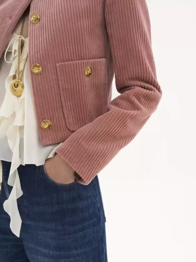 Cropped boxy jacket in velvet
