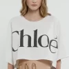 Cropped boxy logo T-shirt in cotton jersey