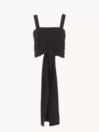 Cropped front-tie tank top in crêpe de chine