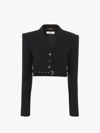Cropped Spencer jacket in wool crêpe