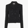 Double-breasted fitted jacket in a wool-mix jacquard