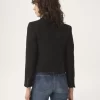 Double-breasted fitted jacket in a wool-mix jacquard