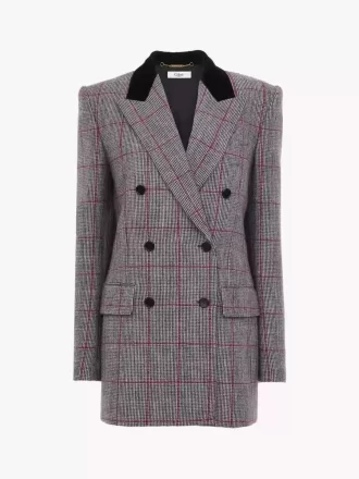 Double-breasted tailored jacket in wool check