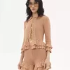 Fitted ruffled cardigan in crochet knit