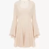 Flared mini dress in silk georgette