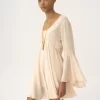 Flared mini dress in silk georgette