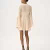 Flared mini dress in silk georgette