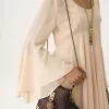 Flared mini dress in silk georgette