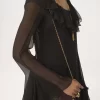 Flared mini dress in silk mousseline