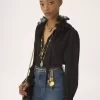 Fluid blouse in silk georgette & lace