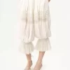 Fluid cropped pants in silk charmeuse & lace