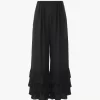Fluid wide-leg pants in crêpe de chine