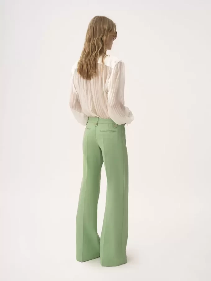 Gathered blouse in silk mousseline & lace