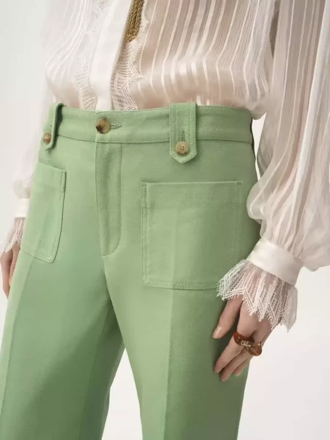 Gathered blouse in silk mousseline & lace