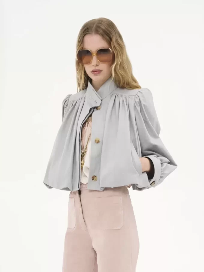 Gathered boule jacket in cotton canvas Gathered boule jacket in cotton canvas
