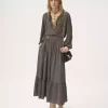 Gathered midi skirt in crêpe de chine