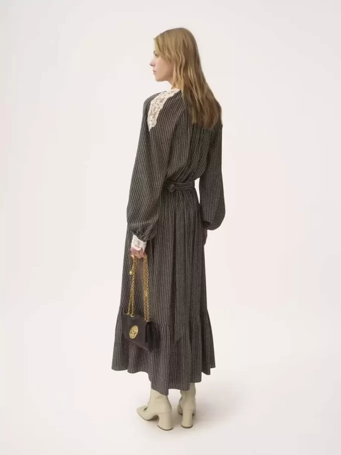 Gathered midi skirt in crêpe de chine