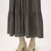 Gathered midi skirt in crêpe de chine
