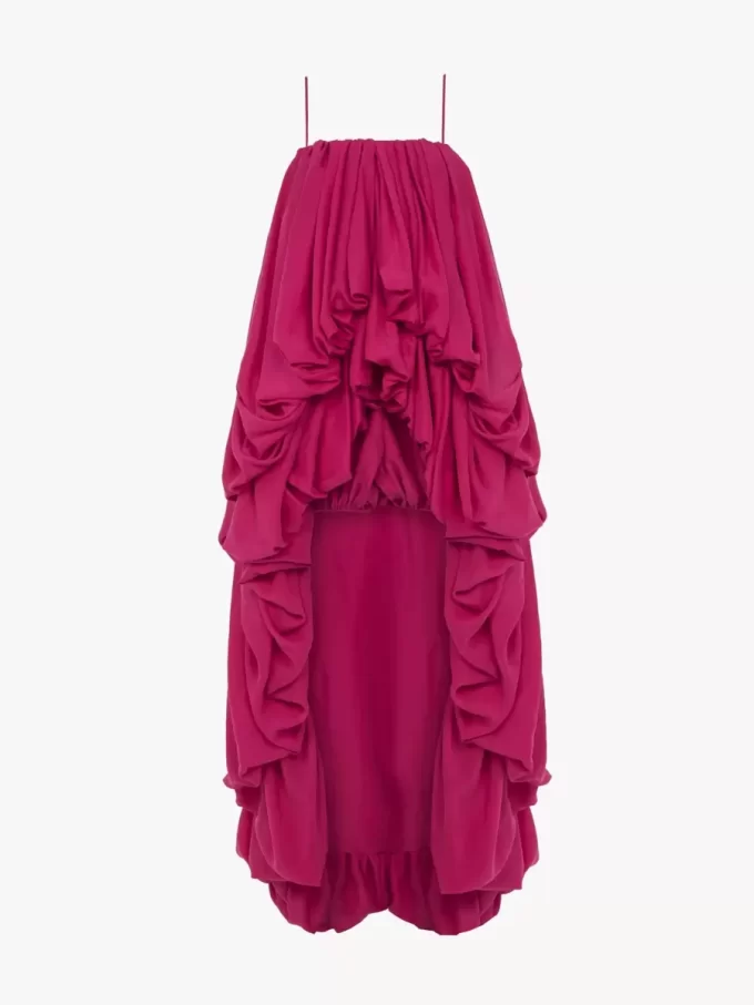 High-low sleeveless jumpsuit in washed silk pongé