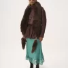 High-neck parka in leather