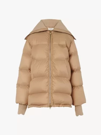 High-neck puffer jacket in shiny nylon High-neck puffer jacket in shiny nylon