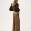 High-neck short jacket in leather