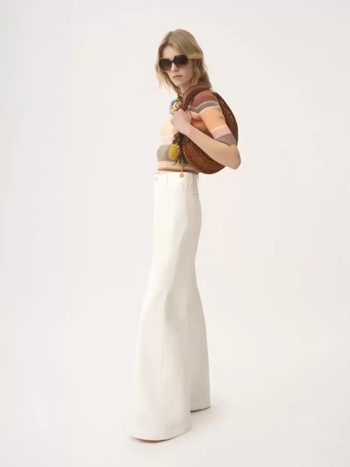High-rise flared pants in cotton canvas High-rise flared pants in cotton canvas