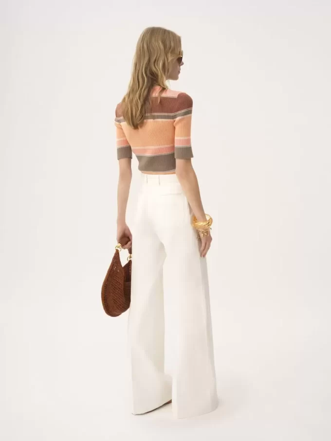 High-rise flared pants in cotton canvas High-rise flared pants in cotton canvas