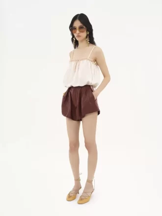 High-rise shorts in leather