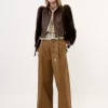 High-neck short jacket in leather