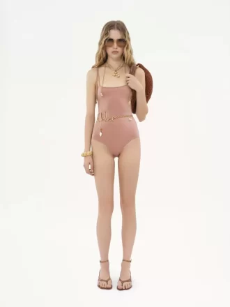 Knotted-strap one-piece swimsuit