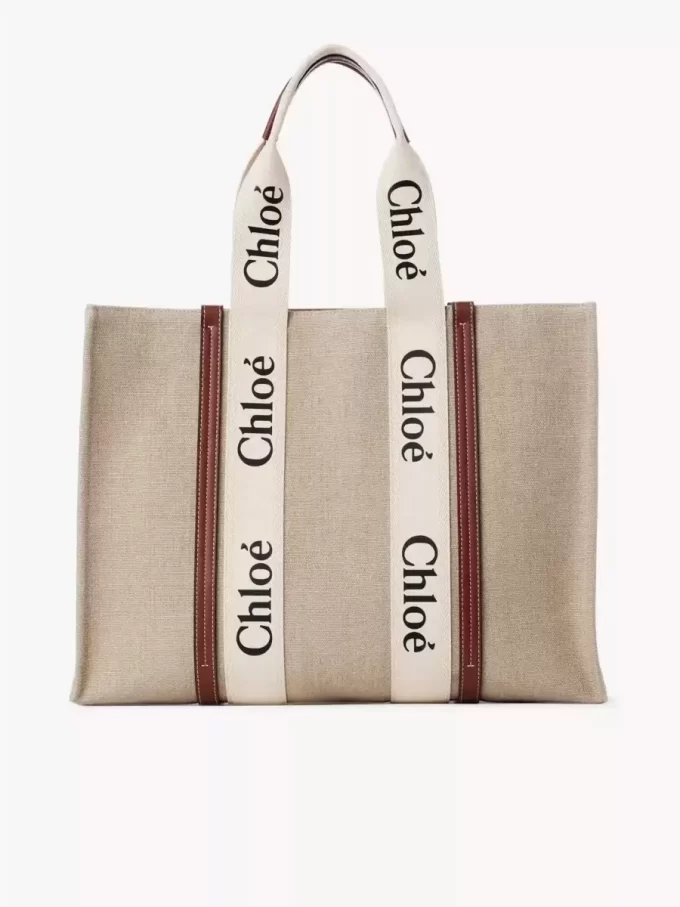 Large Woody tote bag in linen