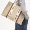 Large Woody tote bag in linen