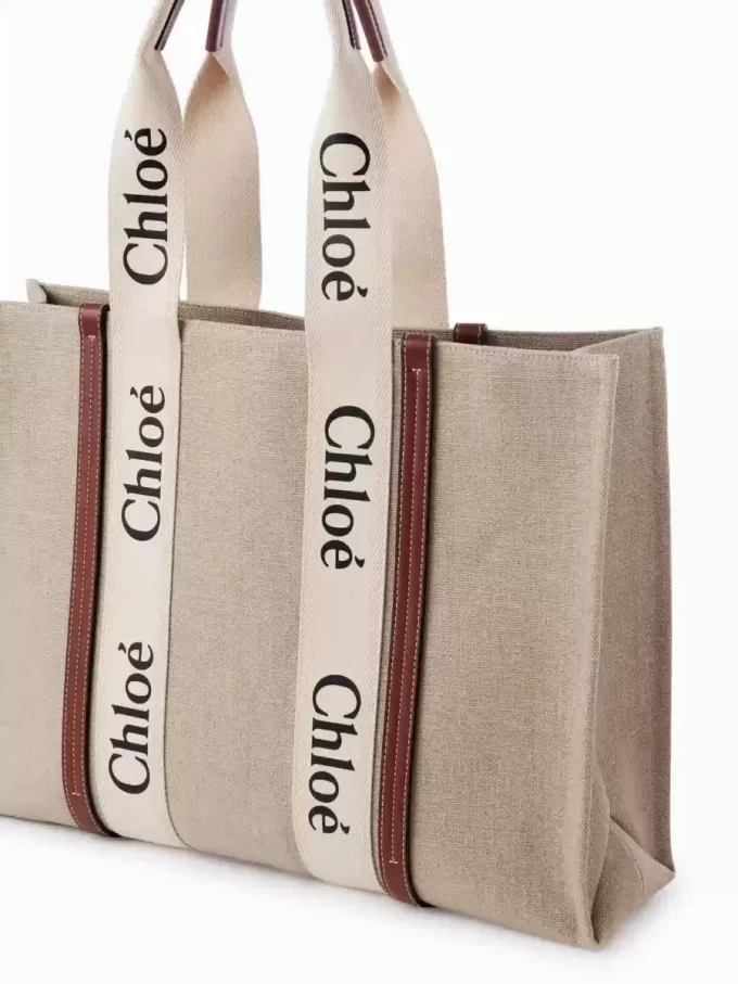 Large Woody tote bag in linen
