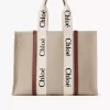 Large Woody tote bag in linen