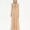 Long sun dress in crêpe de chine